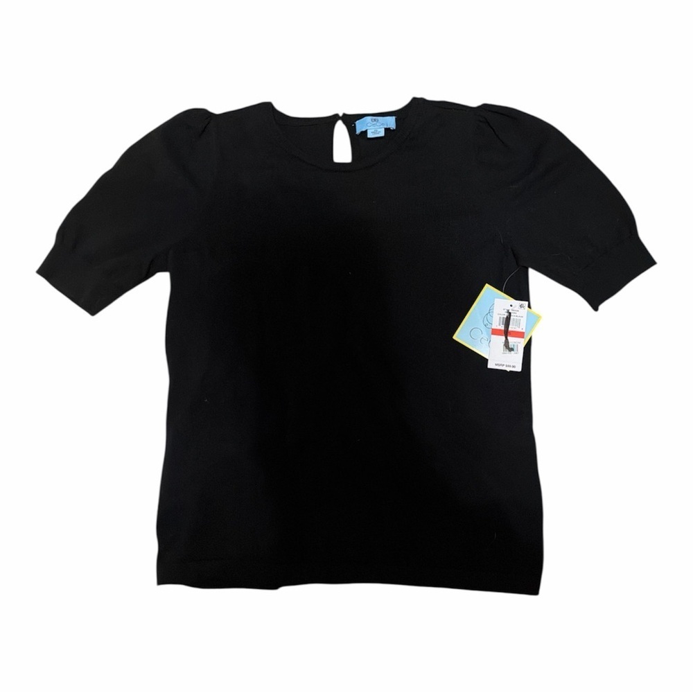 CECE BLACK SHORT SLEEVE SWEATER SIZE XS